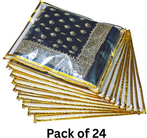 FLYLYF saree cover 24 set plastic bag with zip Saree Bag Cover Dress Bag Cover suit packing bag for wedding Travling 24 Piece Clothes cover storage bags sadi packing covar