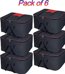 S.V.Enterprises Organizer Bag Jumbo Size| Closure And Handle|Under Bed Organizer Jumbo Size Underbed Storage Bag Moisture Proof Cloth Organiser With Zippered (Set of 6)