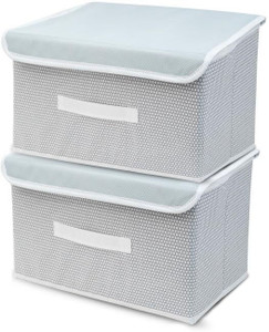 mani kreation Large Storage Box with Lid Non-Woven Big Storage Box with Lid & Handles Foldable Cloth Storage Basket Mani Kreation01
