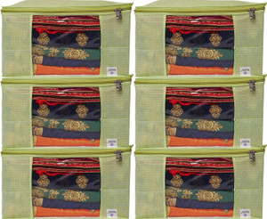 BAGS BEAUTY 6 pcs Non Woven Saree Cover/Clothes Organiser For Wardrobe Set Storage Bag with Front View Transparent Window And Zip For Lehenga, Suit, Dress, (Wedding Collection Gift) Premium Qulaity Garment Organizer Pack of 6