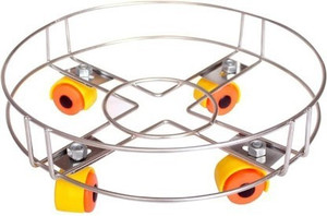 Kitchenify Cylinder Trolley Stand Holder Stainless Steel Kitchen Organiser Dish Rack Gas Cylinder Trolley