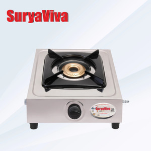 SURYAVIVA Neo 1 Burner Steel 1 Cast Iron Burner steel Gas Stove(Manual,silver) Stainless Steel Manual Gas Stove