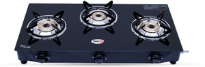 Hornbills ISI Certified LPG Premium Heavy Pan Support Toughened Glass Stainless Steel, Glass Manual Gas Stove
