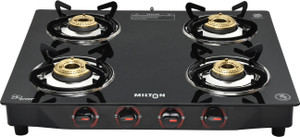 MILTON Premium Manual Ignition LPG Stove - (ISI Certified, Door Step Service) Black Glass Manual Gas Stove