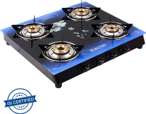 Premium Manual Ignition LPG Stove - (ISI Certified, Door Step Service) Blue ग्लास मैनुअल गैस चूल्हा