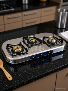 Glen 3 Burner 1037 SS BB with High Flame Burners Stainless Steel Manual Gas Stove
