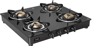 Glen PNG Gas Stove 4 Burner Fuel Efficient Brass Burners Rotary Knobs 2 Year Warranty Glass Manual Gas Stove