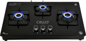 CELLO Crysta Manual Ignition Hob Top 8 MM Glass Manual Gas Stove