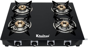 Khaitan 4 Burner Black Glass Manual Gas Stove - Image 6