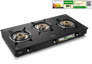 Glen LPG 3 Burner Glass Manual Gas Stove @3799