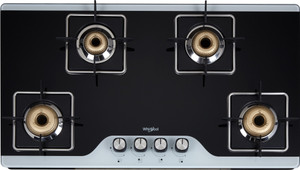 Whirlpool 4 Heavy Duty Forged Brass Burner & Rust Free Body GRANDIOSA ULTRA 904 CT AI BR Glass Automatic Gas Stove