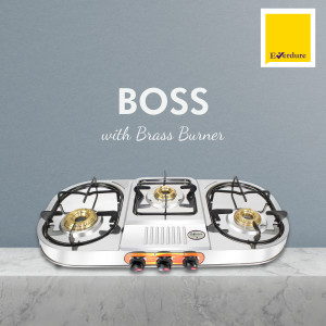 Everdure 3 B Boss | Jumbo Brass Burner | Cast Iron Pan Support | Stainless Steel Manual Gas Stove