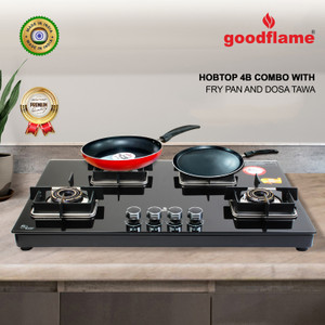 goodflame Hobtop 4B Combo Dosa Tawa & Fry Pan Imported Burner Hobtop(Auto) Glass Automatic Hob