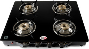 Hornbills ISI Certified Premium Toughened Glass LPG Heavy Pan Support Stainless Steel Automatic Gas Stove
