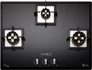 BLOWHOT Prism 3 Lotus Burner, Battery Operated Built – In, Gas Hob Toughened Glass Top, Glass, Iron Automatic Hob