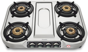 प्रीती Shine (ISI Approved) 4 Burner स्टेनलेस स्टील मैनुअल गैस चूल्हा