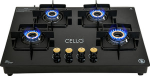CELLO Black Pearl Glass Hob Top Cooktop Automatic Ignition, 1 Year Warranty Glass Automatic Hob
