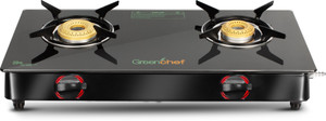 Greenchef Ebony Glass Manual Gas Stove (2 Burners)