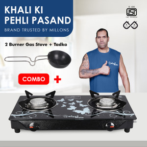 सिगरी-वाला Surya Primecook Manual Cute Blkd Design Combo Tadka pan ग्लास मैनुअल गैस चूल्हा