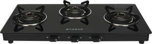 FABER COOKTOP MIST 3BB AURA|Powder Coated Pan Support |Nylon Knobs|Spill Proof| Glass Manual Gas Stove