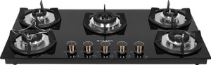 FABER SUPERIA HT905 BR AI | Spillage Proof| Metal Knobs| Brass burners | Glass Automatic Hob