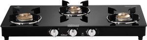 Sunflame LPG GLASS TOP 3 BURNER "MEGA" BLACK GAS STOVE Glass Manual Gas Stove