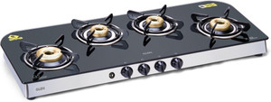 Glen Glass Gas Stove Extra Wide Forged Brass Burner Auto Ignition (1049 GT FB AI) Glass Automatic Gas Stove