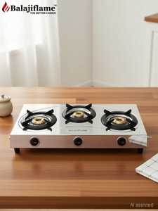 Balajiflame Stylish 3 Burner Stainless Steel Manual Gas Stove