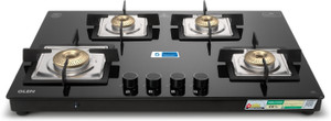 Glen Ultra Slim Premium Gas Stove 75 cm | 8mm Toughened Glass | Forged Brass Burner I Glass Automatic Gas Stove