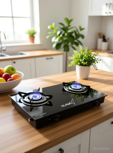 RUWA 2 Burner Glasstop (Combo) Glass Manual Gas Stove