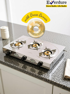 Everdure 3B Regal | Brass Burner | Premium Steel Body| Stainless Steel Manual Gas Stove
