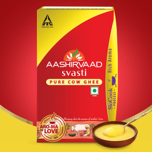 Aashirvaad Svasti Svasti Pure Cow Ghee - Desi Ghee with Rich Aroma - Pet Pack Ghee Tetrapack