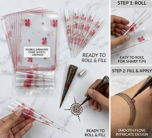 JBFHENNA Multipurpose Printed Cellophane Sheets for Henna Cones, Crafts and Packaging Sheet Gift Wrapper