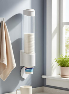 PERPART Paper Cup Dispenser Holder Wall Mounted Plastic Drinking Water Cup Dispenser- Plastic Glass Holder