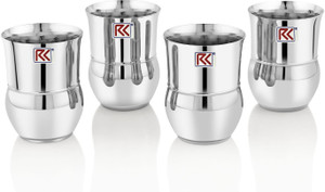 Rk (Pack of 4) Flowerpot 7 DLX Stainless Steel Glass|Mirror Polish, Food Grade Glass Set Water/Juice Glass