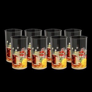 BELLERBIRD (Pack of 8) Premium Quality Unbreakable Material Classic Fruit Printed Designed Glass Set Water/Juice Glass
