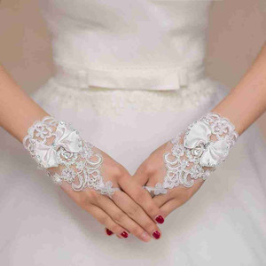 Unique bridal sequence gloves Embroidered Evening Women Gloves