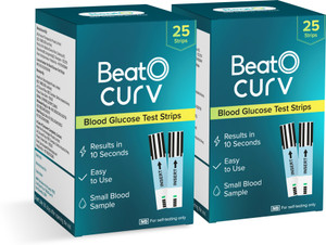 BeatO CURV Blood Glucose 50 Test Strips for Sugar Testing 50 Glucometer Strips