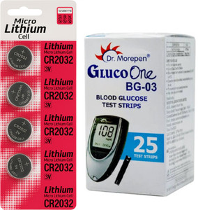 Dr. Morepen BG-03 Battery Cell Pack of 4 with 25 Glucometer Strips - Image 6