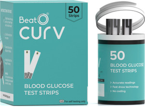 BeatO CURV Blood Glucose 50 Test Strips for Sugar Testing 50 Glucometer Strips