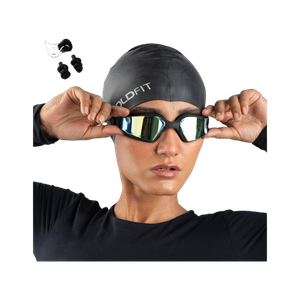 BOLDFIT Swimming Goggles for Adults Airtight Adjustable Strap Ear & Nose Plug Swimming Goggles