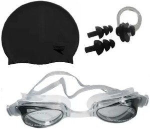 MERCHANTILE Swimming Set Cap, Goggle, Ear Plug Swimming Kit Swimming Goggles
