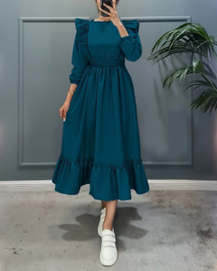 Jash Creation Women Fit and Flare Dark Blue Midi/Calf Length Dress