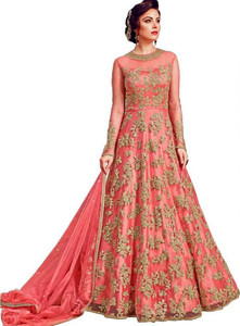 W ETHNIC Net/Lace Embroidered Gown/Anarkali Kurta & Bottom Material