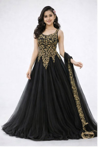 MF Retail Anarkali Gown Black - Image 5