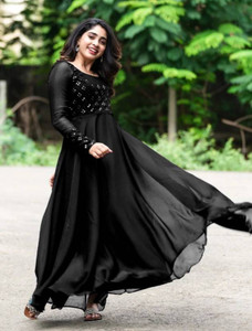 BLACK PATTI Flared/A-line Gown