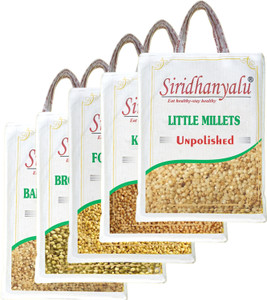 सिरिधनयालु अनपॉलिश्ड और ऑर्गेनिक कोडो, लिटिल, बार्नयार्ड, फॉक्सटेल और ब्राउनटॉप 650gm) मिक्सड मिलेट