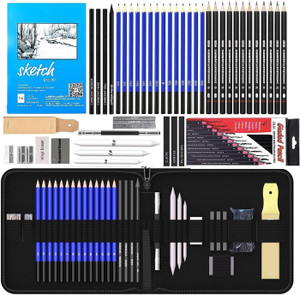 PEACORA 45 Sketching Pencil Kit Professional Graphite Charcoal Sketch & Drawing Kit