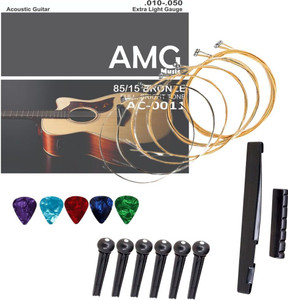 Mocking Bird Acoustic Guitar Stainless Steal String Set with Saddle Set & Picks for Acoustic Guitar Guitar String