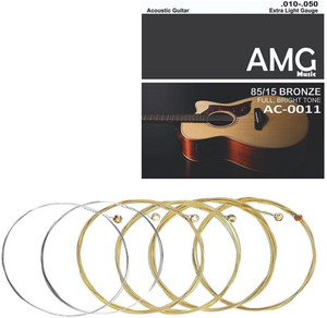 AMG Music Acoustic Guitar String Set of 6 Light Stainless Steal String for Acoustic Guitar Guitar String